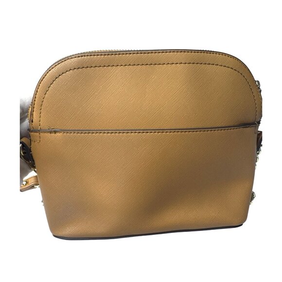 Steve Madden Tan Saffiano Dome Crossbody Bag With Chain Strap & Gold Accents - Picture 5 of 15